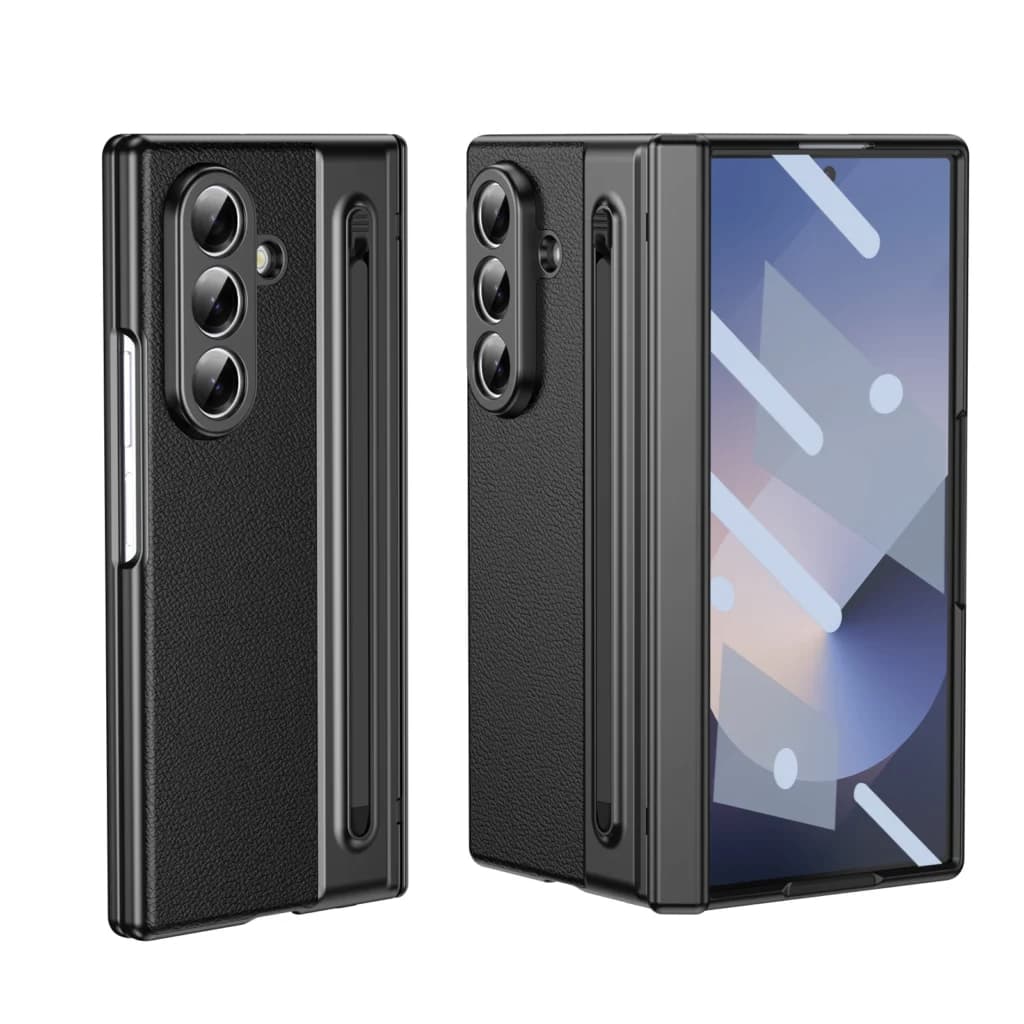 Premium Retro Leather Foldable Magnetic Case For Samsung Galaxy Z Fold 8,7,6,5,4 and 3 With Hinge Protection 360 Degree Case with Built-in Screen Protector and S-Pen.